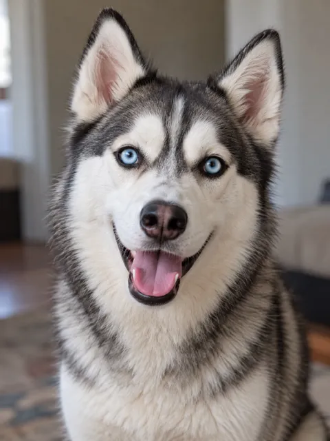 Photo of a Siberian husky, blue eyes